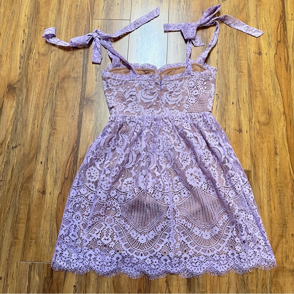 For Love & Lemons Valentina Lace Corset Mini Dress in Lavender Size S - Picture 7 of 16